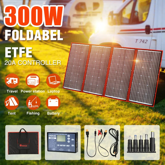 DOKIO 18V 100W 300W Portable Folding Solar Panels For Home 12V Car Charging 200W Solar Panels - IHavePaws
