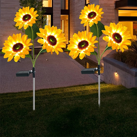 LED Solar Sunflower Lights For Garden Warm White / 1PC 3HEAD - IHavePaws