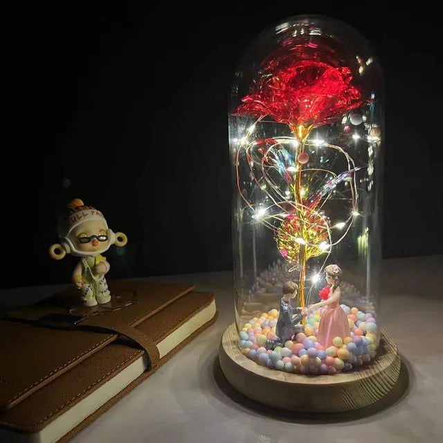LED Enchanted Flower Galaxy Rose Eternal Beauty And The Beast Rose With Fairy 22 - IHavePaws