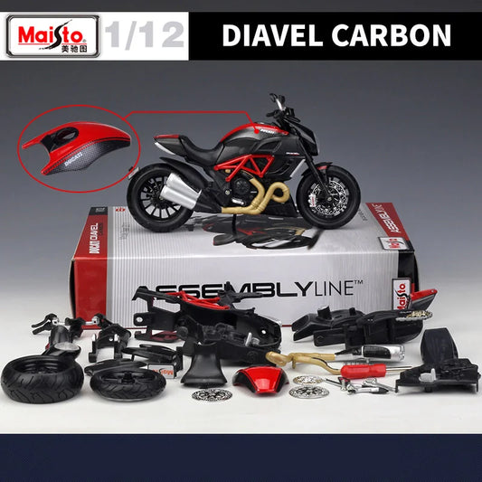Maisto Assembly Version 1:12 Ducati Diavel Carbon Alloy Motorcycle Model Diecast Metal Motorcycle Model Collection Kids Toy Gift Black - IHavePaws