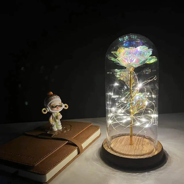 LED Enchanted Flower Galaxy Rose Eternal Beauty And The Beast Rose With Fairy 7 - IHavePaws