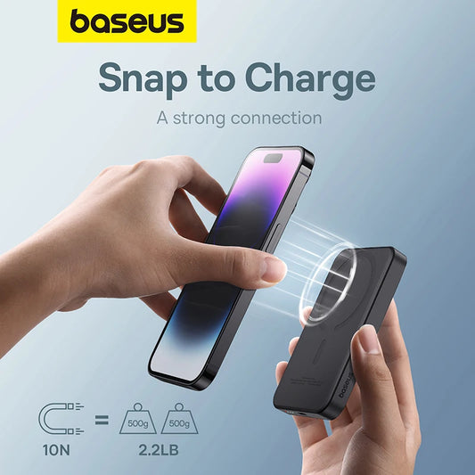 Baseus Magnetic Power Bank Magsafe 20W Fast Charge 5000mah Wireless Portable Mini Charger for iPhone 12 13 14 15 Pro Max Samsung - IHavePaws