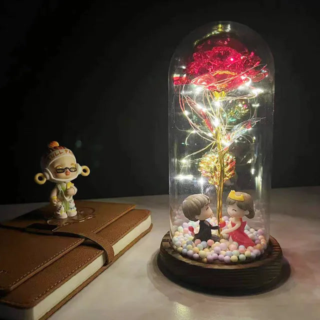 LED Enchanted Flower Galaxy Rose Eternal Beauty And The Beast Rose With Fairy 15 - IHavePaws
