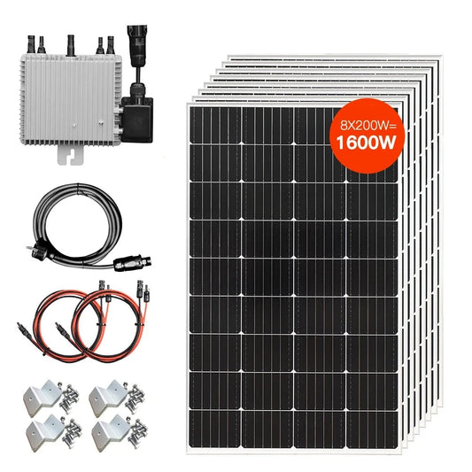 BOGUANG Waterproof solar panel system balcony power plants kit 1600W Solar Panels with 230V 1000W Inverter for home complete kit 1600 1000W inverter - IHavePaws