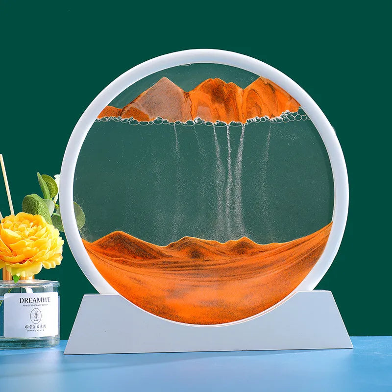 Sands of Time: Moving Sand Art Sandscape White Base-Orange / 12 inch - IHavePaws