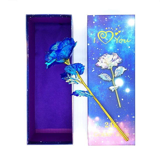 LED Enchanted Flower Galaxy Rose Eternal Beauty And The Beast Rose With Fairy 000-blue - IHavePaws