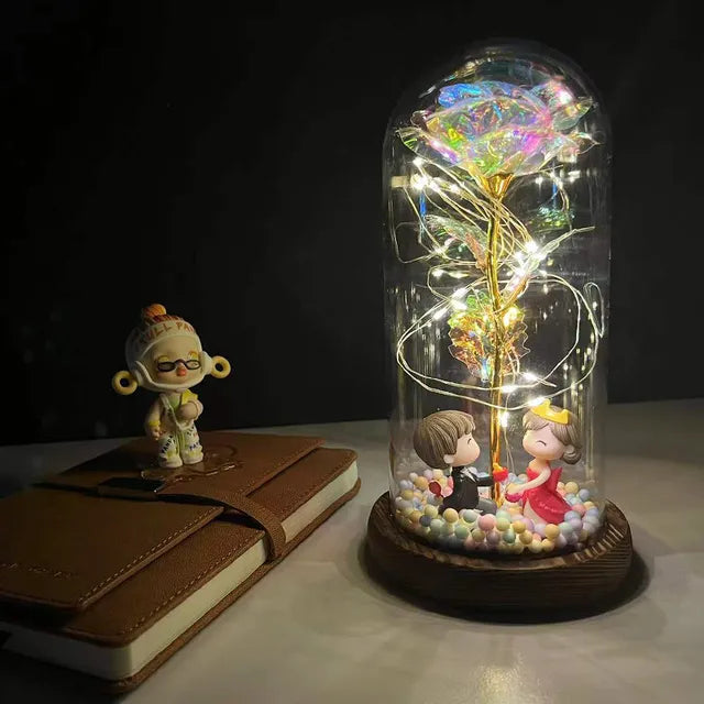 LED Enchanted Flower Galaxy Rose Eternal Beauty And The Beast Rose With Fairy 14 - IHavePaws