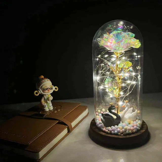 LED Enchanted Flower Galaxy Rose Eternal Beauty And The Beast Rose With Fairy 11 - IHavePaws