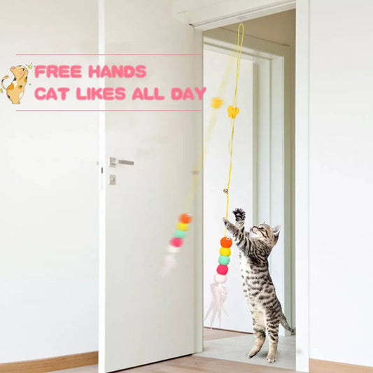 Hanging Door Type Cat Toy Retractable Funny Stick - IHavePaws