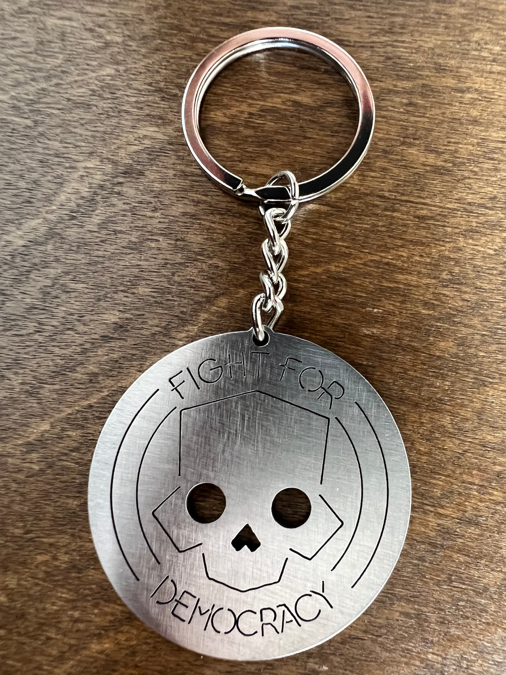 Helldivers 2 Fight For Democracy Stainless Steel Keychain