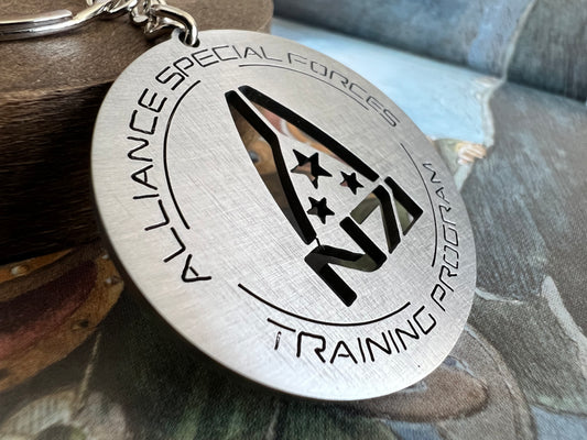 Mass Effect Alliance Special Force Training Program N7 Stainless Steel Keychain - IHavePaws