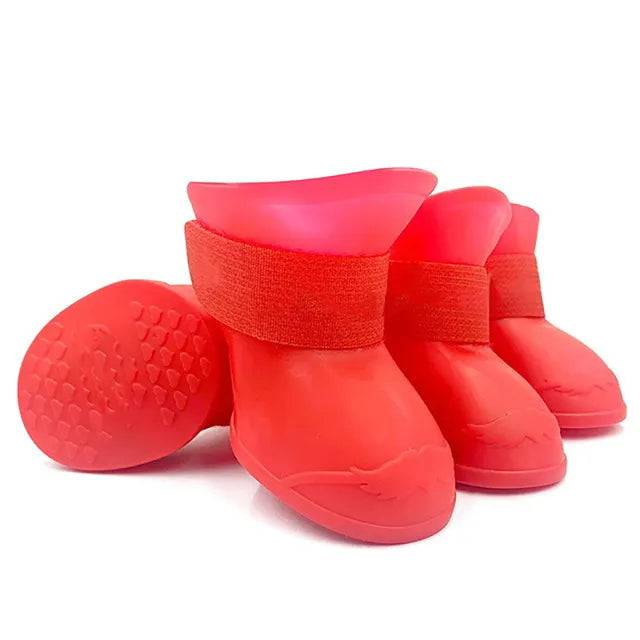 4pcs pet waterproof rainshoe anti-slip rubber boots - IHavePaws