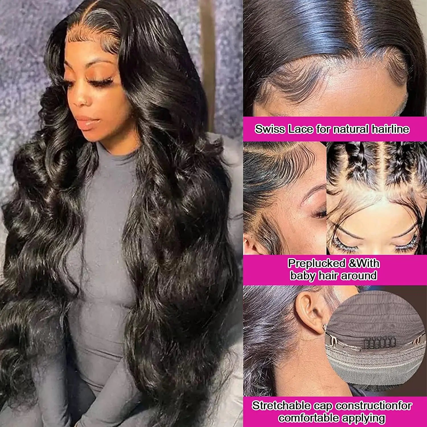 13X4 Transparent Body Wave Lace Front Human Hair Wigs For Women 30 32 34 Inch Brazilian Human Hair Lace Frontal Wig PrePlucked