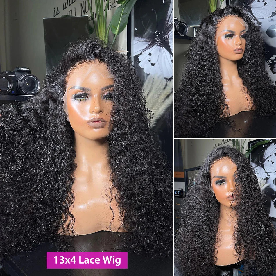 30 Inch Deep Wave Frontal Wig Human Hair 13x4 Curly Lace Front Wig Full Transparent Lace Water Wigs Body Wave Wigs 200 Density