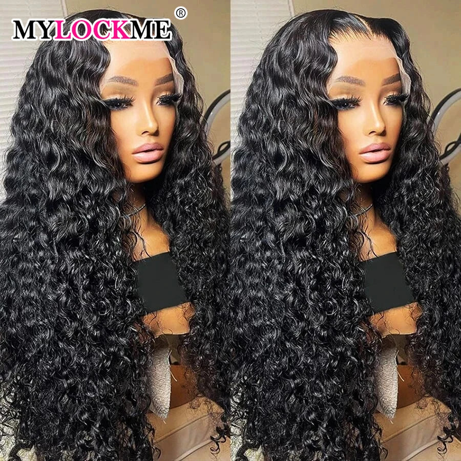 30 32 34 Inch Deep Wave Frontal Wigs For Women Curly Human Hair Brazilian 13x4 13x6 Wet And Wavy Water Wave Lace Wig MYLOCKME