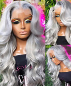 Silver Gray Lace Front Human Hair Wigs Transparent 13x4 Lace Wig Body Wave Lace Frontal Wig For Women Remy Wig MYLOCKME