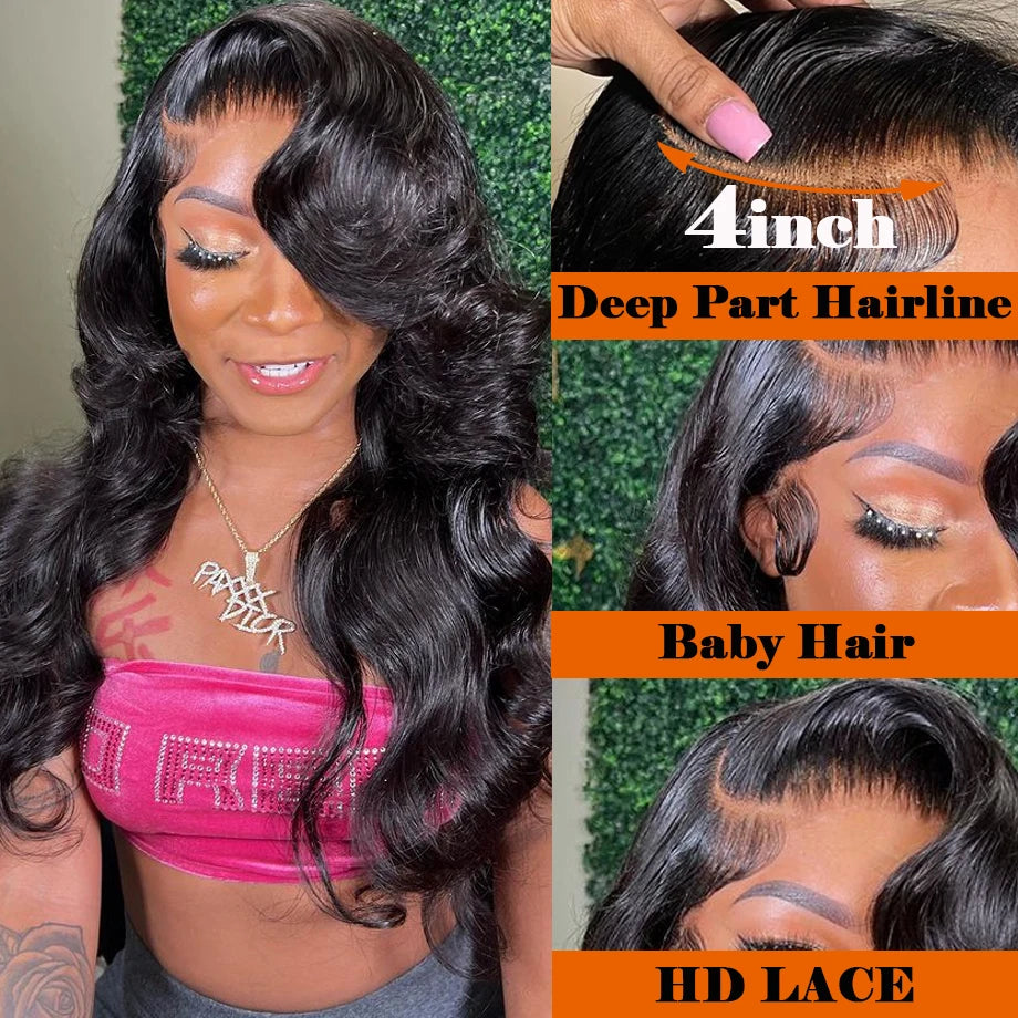 Body Wave Human Hair Lace Frontal Wig 13x4 13x6 Transparent Glueless Lace Front Wigs 6X4 Glueless Wig Ready To Wear Pre Cut Wigs