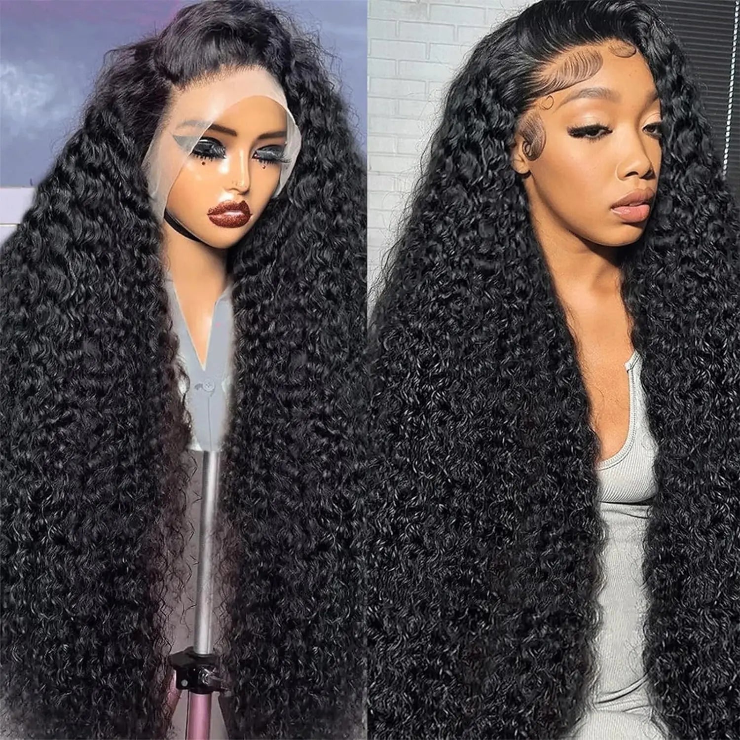 Curly Lace Front Wig Human Hair 13x4 Kinky Curly Lace Frontal Wig Brazilian Transparent Lace Wigs 200 Density Brazilian MYLOCKME