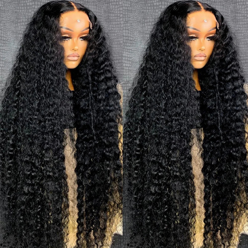 Deep Wave 13x6 HD Transparent Lace Frontal Human Hair Wigs 180% 30 32 34Inch Brazilian Remy 13x4 Water Curly Front Wig For Women