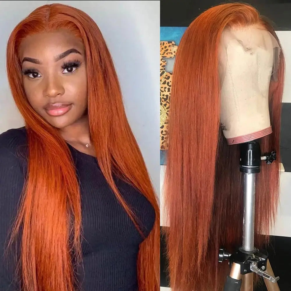 Ginger Orange Lace Front Wigs Human Hair Straight 13x4 HD Lace Frontal Human Hair Wigs Ginger Wig Lace Front Human Wigs