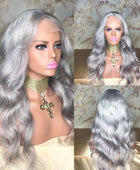 Silver Gray Lace Front Human Hair Wigs Transparent 13x4 Lace Wig Body Wave Lace Frontal Wig For Women Remy Wig MYLOCKME