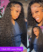 180 Density Curly 13x4 13x6 Lace Frontal Human Hair Wigs 30 36 inch Loose Deep Wave Lace Frontal Wigs For Black Women