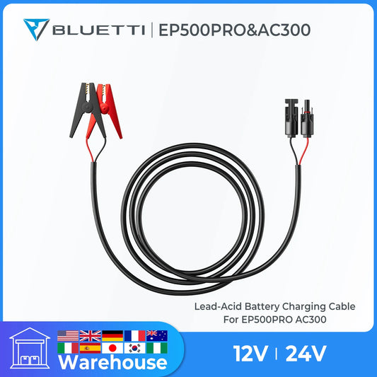 BLUETTI 12V/24V Lead-Acid Battery Charging Cable For EP500PRO AC300 Charge Power Station With Lead-acid Battery
