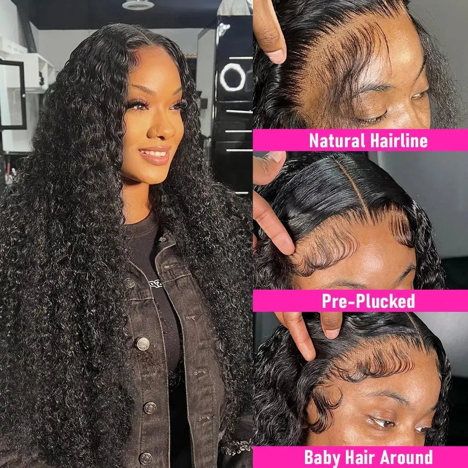 30 Inch Deep Wave Frontal Wig Human Hair 13x4 Curly Lace Front Wig Full Transparent Lace Water Wigs Body Wave Wigs 200 Density