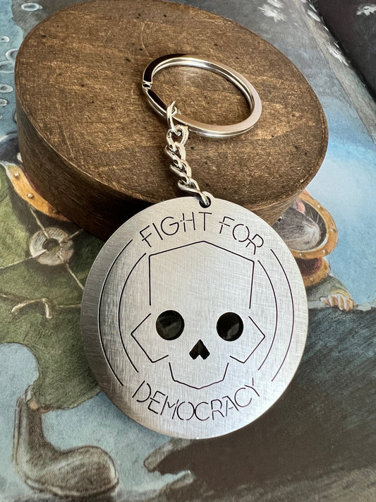 Helldivers 2 Fight For Democracy Stainless Steel Keychain - IHavePaws