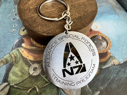 Mass Effect Alliance Special Force Training Program N7 Stainless Steel Keychain - IHavePaws