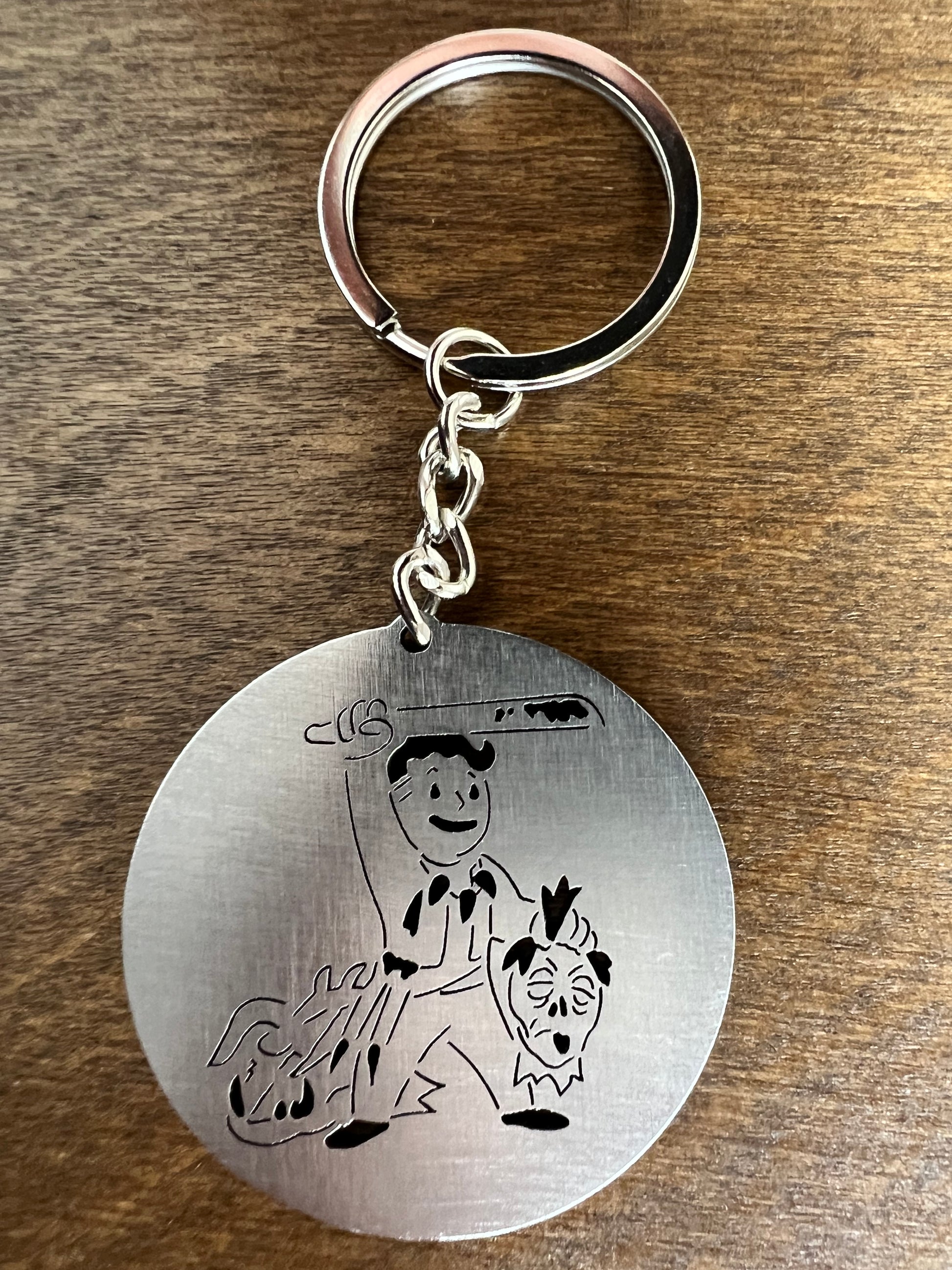 Fallout Vault Boy With Head Stainless Steel Keychain
