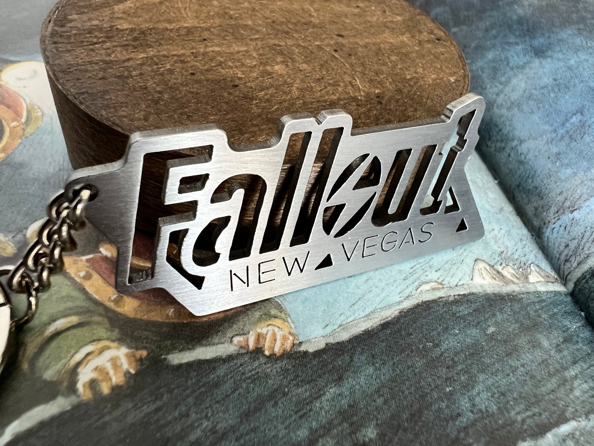 Fallout New Vegas Logo Stainless Steel Keychain