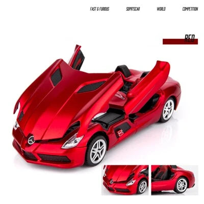 1:32 SLR Roadster Alloy Sports Car Model Diecasts Metal Toy Vehicles Car Model Simulation Sound Light Collection Childrens Gifts Red - IHavePaws