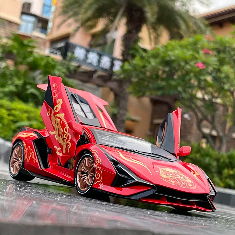 Large Size 1:18 SINA Sports Car Alloy Car Model Diecasts & Toy Vehicles Simulation Metal Car Model Sound and Light Kids Toy Gift Style Red - IHavePaws