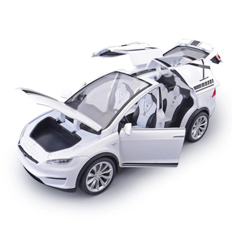 1:20 Tesla Model X Alloy Car Model Diecast Metal Toy Modified Vehicles Car Model Simulation Collection Sound Light Kids Toy Gift White - IHavePaws
