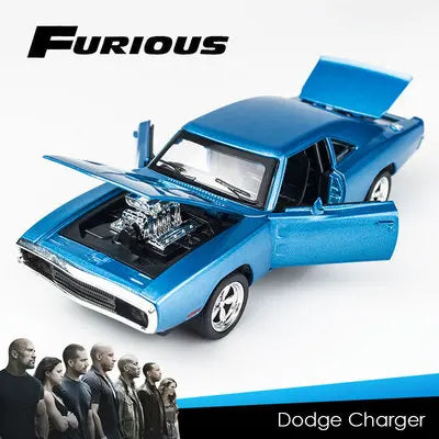 1:32 Dodge Charger Alloy Musle Car Model Diecast & Toy Metal Vehicles Sports Car Model Simulation Sound Light Childrens Toy Gift Blue - IHavePaws