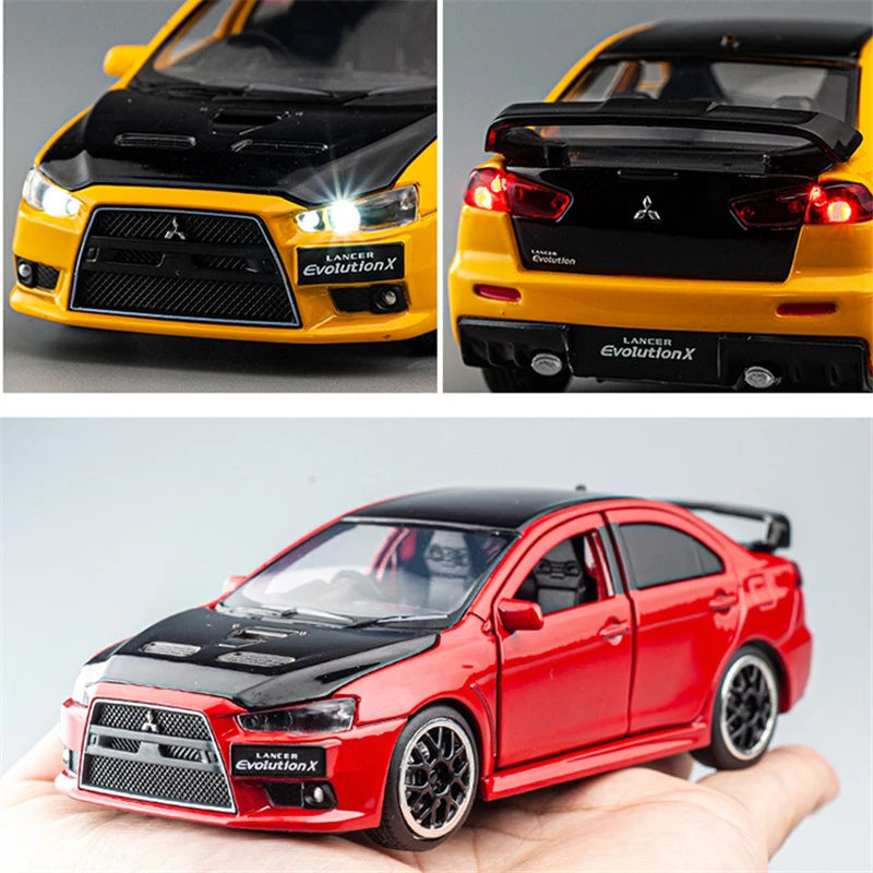 1:32 Mitsubishi Lancer Evo X 10 Alloy Car Model Diecast Metal Toy Car Scale Model Simulation Sound and Light Collection - IHavePaws