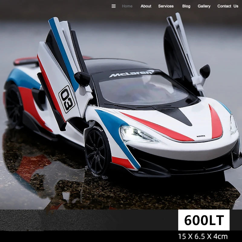 1:32 McLaren 600LT Alloy Sports Car Model Diecasts & Toy Vehicles Metal Toy Car Model High Simulation Collection Childrens Gift Track white - IHavePaws