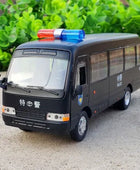 1:32 Coaster Bus Alloy Car Diecasts Simulation Metal Business Bus Vehicles Car Model Sound and Light Collection Kids Gift Police black - IHavePaws