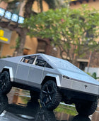 1/24 Tesla Cybertruck Pickup Alloy Car Model Diecast Metal Toy Off-road Vehicle Truck Model Simulation Sound Light Kids Toy Gift Grey - IHavePaws