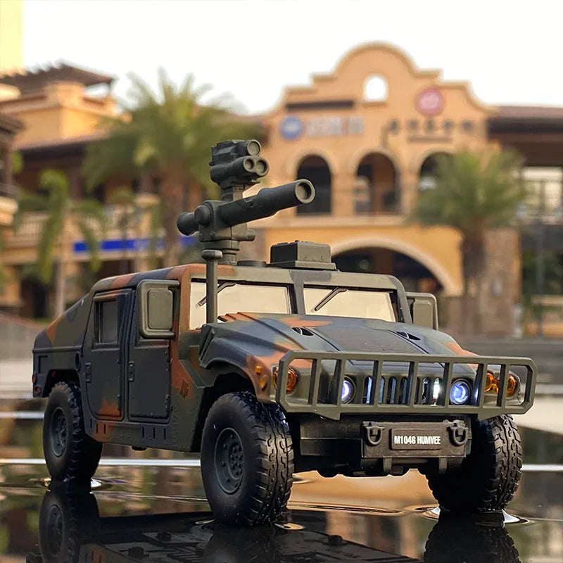 1:32 Hummer H1 Alloy Armored Car Model Diecasts Metal Toy Off-road Vehicles Military Combat Car Model Simulation Childrens Gifts Camouflage - IHavePaws