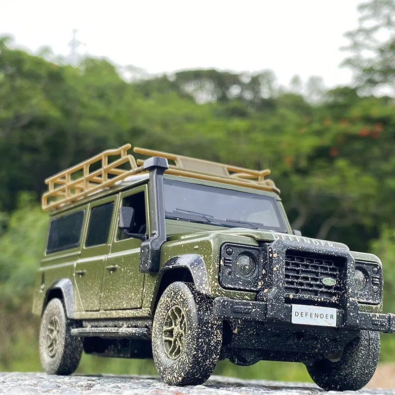 1:32 Range Rover Defender Alloy Car Model Diecast & Toy Metal Off-Road Vehicles Car Model Simulation Sound Light Childrens Gifts Green Muddy - IHavePaws
