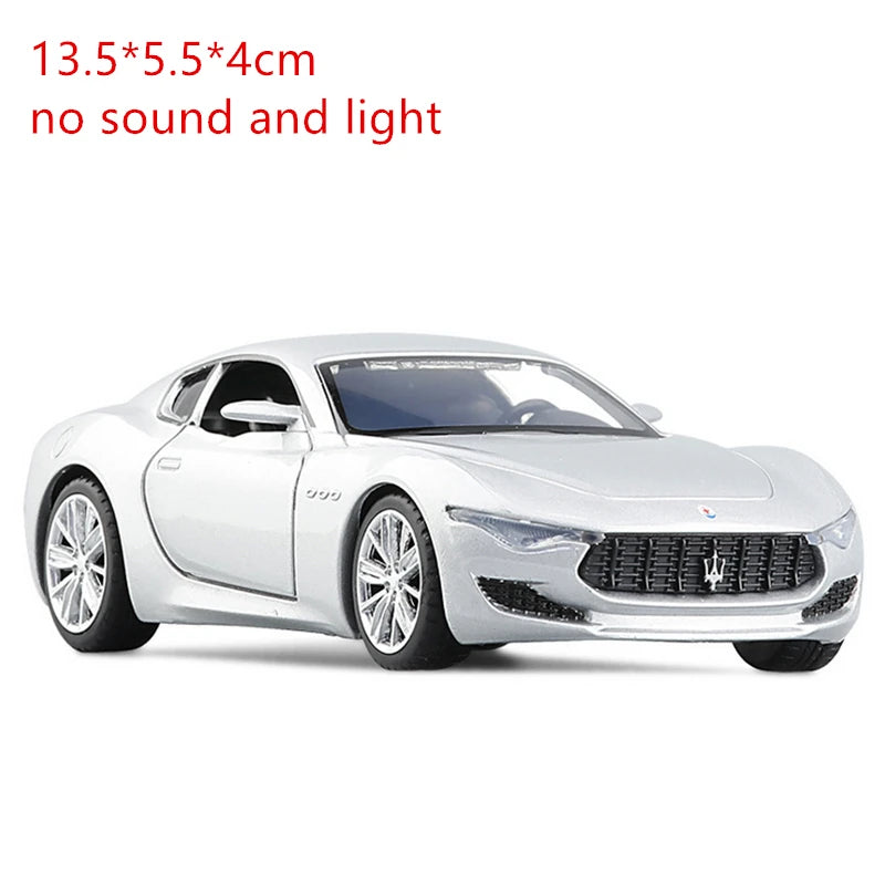 1:32 Maserati Alfieri Coupe Alloy Sports Car Model Diecast Metal Toy Vehicles Car Model Sound and Light Simulation Kids Toy Gift 1 36 Silvery - IHavePaws