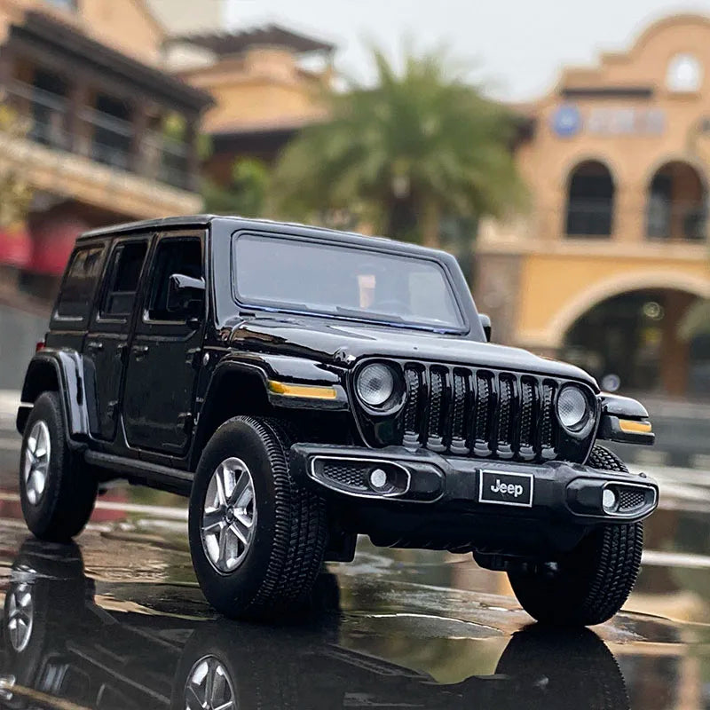 1:32 Jeep Wrangler Rubicon Alloy Car Model Diecast Metal Toy Off-road Vehicle Car Model Simulation Collection Children Toy Gift Black - IHavePaws