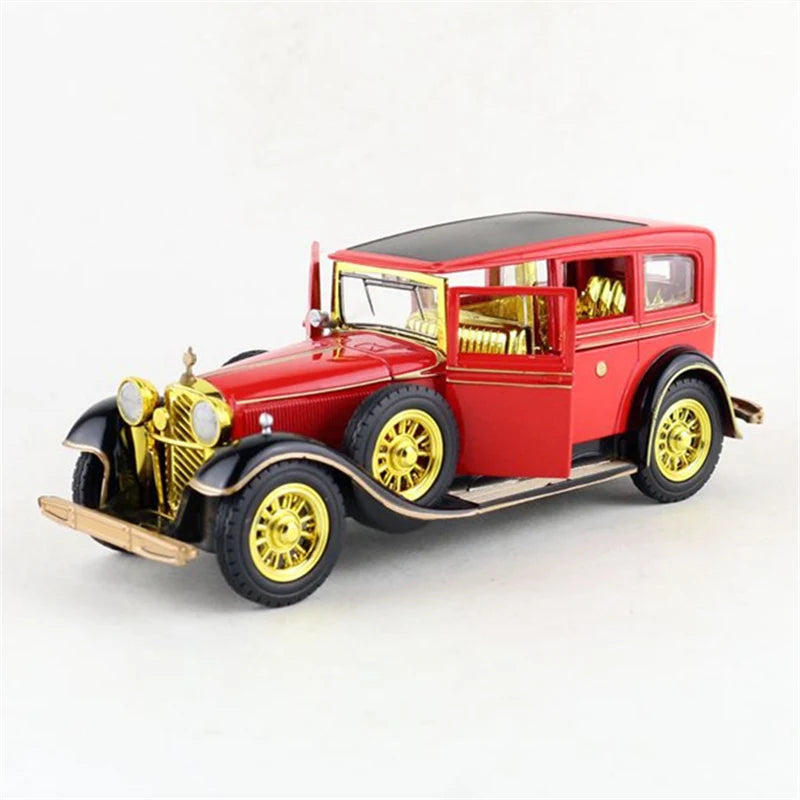 1:28 Retro Classic Car Alloy Car Model Diecasts Metal Vehicles Toy Old Car Model High Simulation Collection Ornament Kids Gift Red with black - IHavePaws