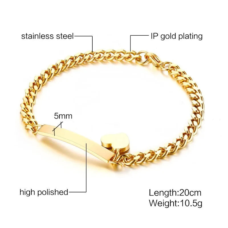 Vnox Minimalist Personalize Engrave Stainless Steel Thin Bar Bracelets for Women Lady Custom Friendship Bridesmaid Gifts Jewelry BR-354G / Custom Words - IHavePaws