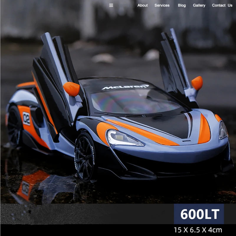 1:32 McLaren 600LT Alloy Sports Car Model Diecasts & Toy Vehicles Metal Toy Car Model High Simulation Collection Childrens Gift Track grey - IHavePaws