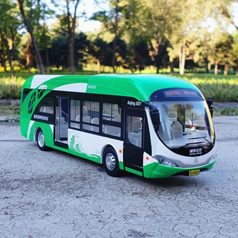 Electric Tourist Toy Traffic Bus Alloy Car Model Diecast Metal Simulation Toy City Tour Bus Model Sound and Light Kids Toys Gift