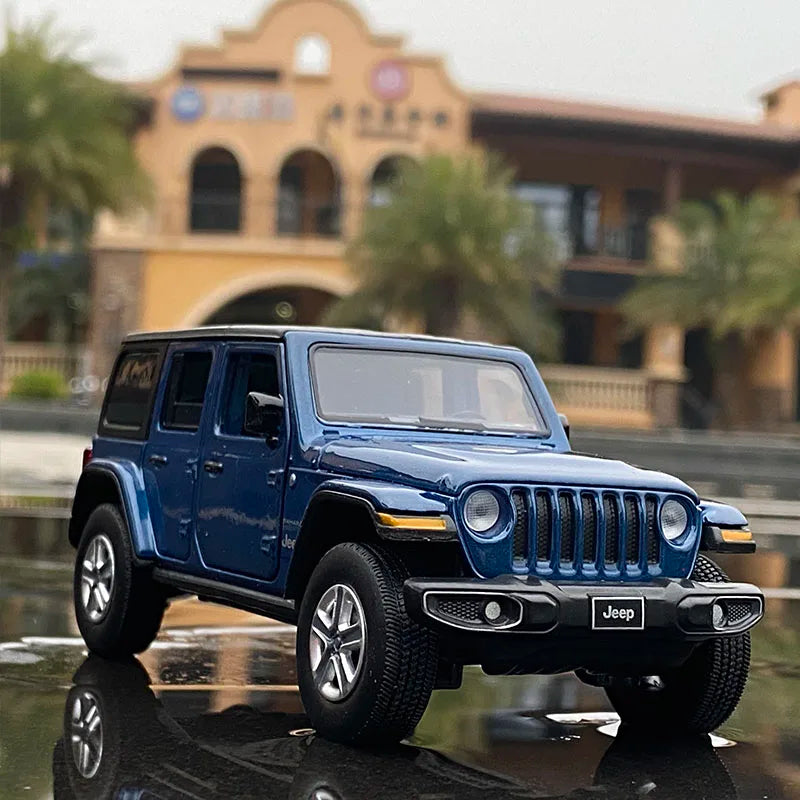 1:32 Jeep Wrangler Rubicon Alloy Car Model Diecast Metal Toy Off-road Vehicle Car Model Simulation Collection Children Toy Gift Blue - IHavePaws