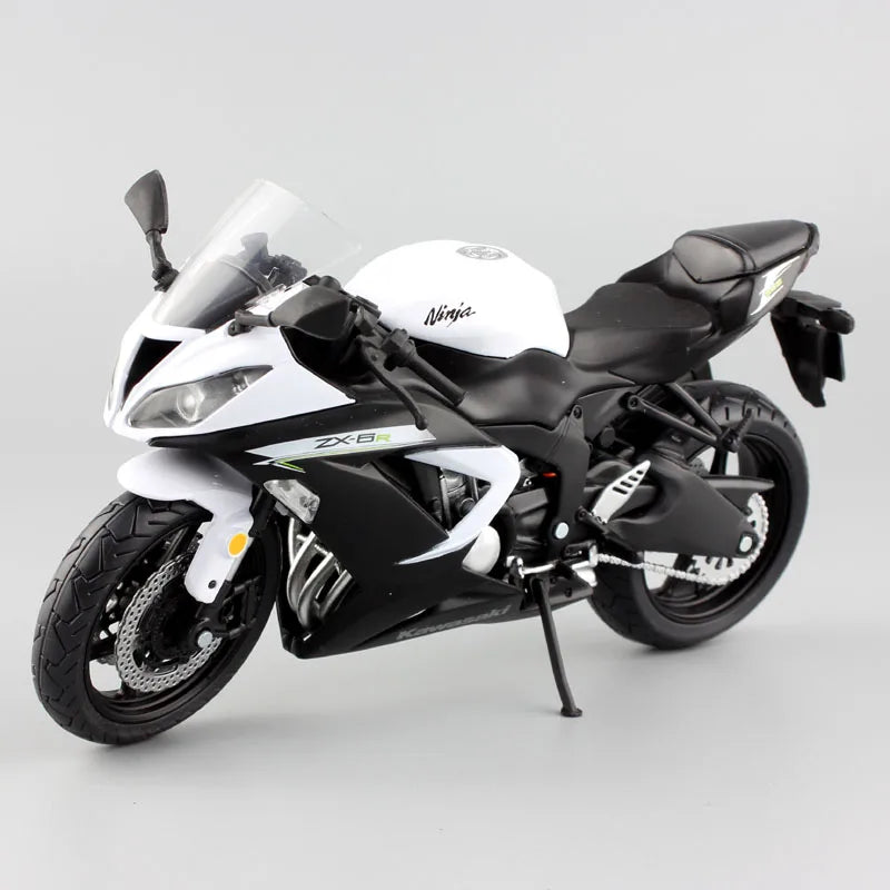 1/12 Kawasaki Ninja ZX-6R drag racing motorcycles for sale Model Simulation White - ihavepaws.com